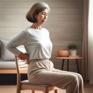 seated balance exercise--senior doing torso twist