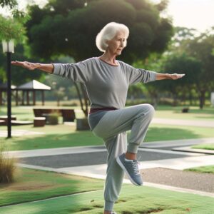 leg strength exercises for seniors -- senior balancing