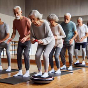 balance boards for seniors --a senior on balance board